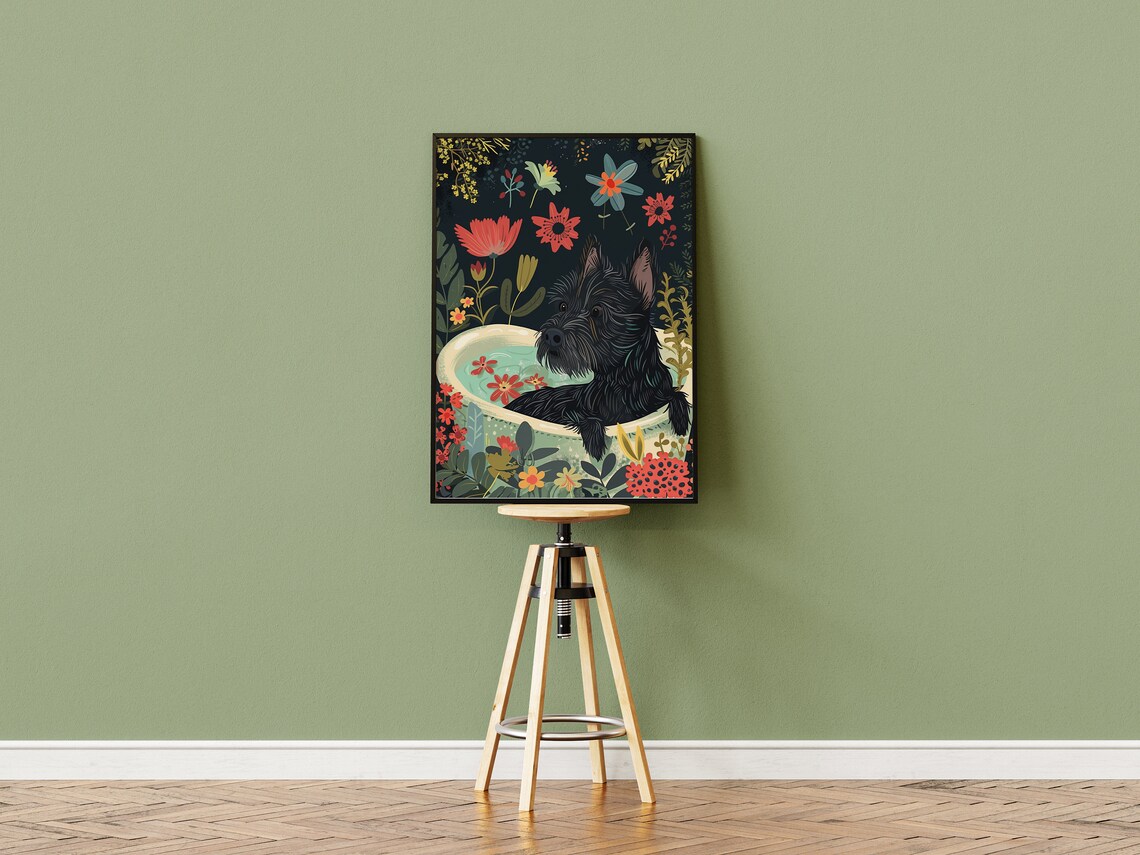 Scottish Terrier Boho Jungle Botanical Art Print - Image 3