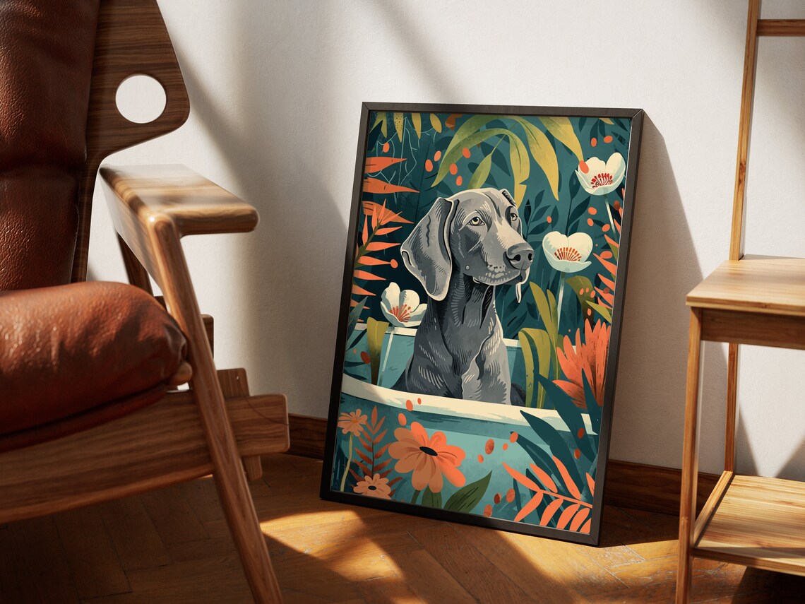 Weimaraner Boho Jungle Illustration Art Print - Image 2