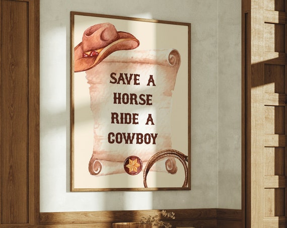 Western Style Art Print Boho Minimalist Prints Modern Art Bohominimalistdecor Cowboy Art Physical Poster Print Shipped To You