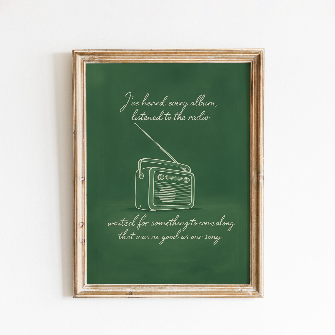 Our Song Taylor Swift Lyric Poster Vintage Radio Illustration Green