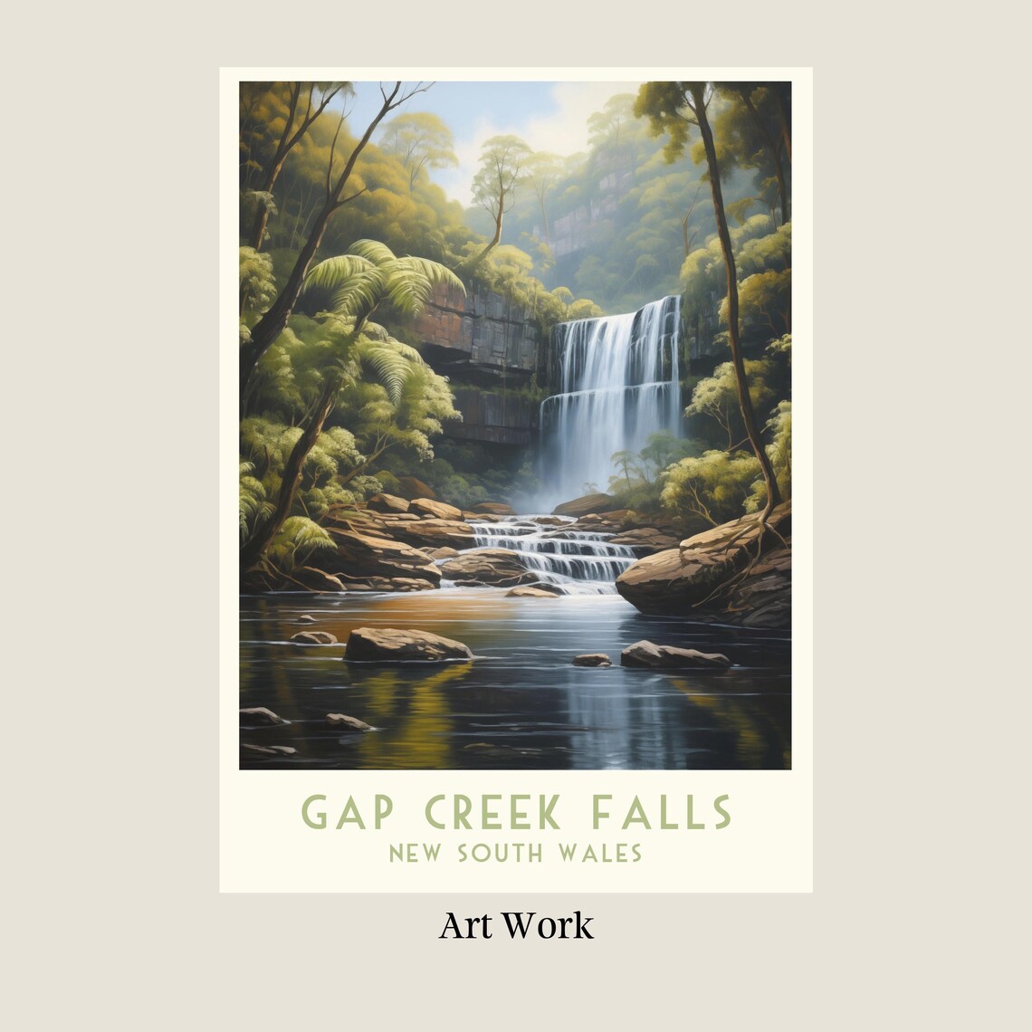 Gap Creek Falls New South Wales Forest Waterfall Travel Poster - Image 2