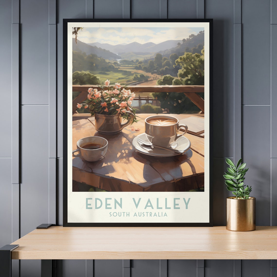 Eden Valley South Australia Poster with Coffee on a Terrace View - Image 3