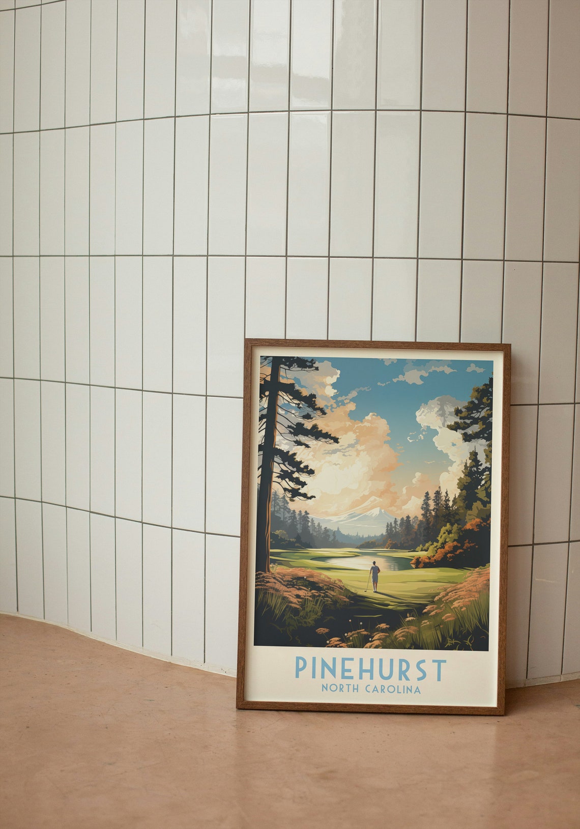 Pinehurst North Carolina Golfer by Lake Pines Golf Course Poster - Image 2