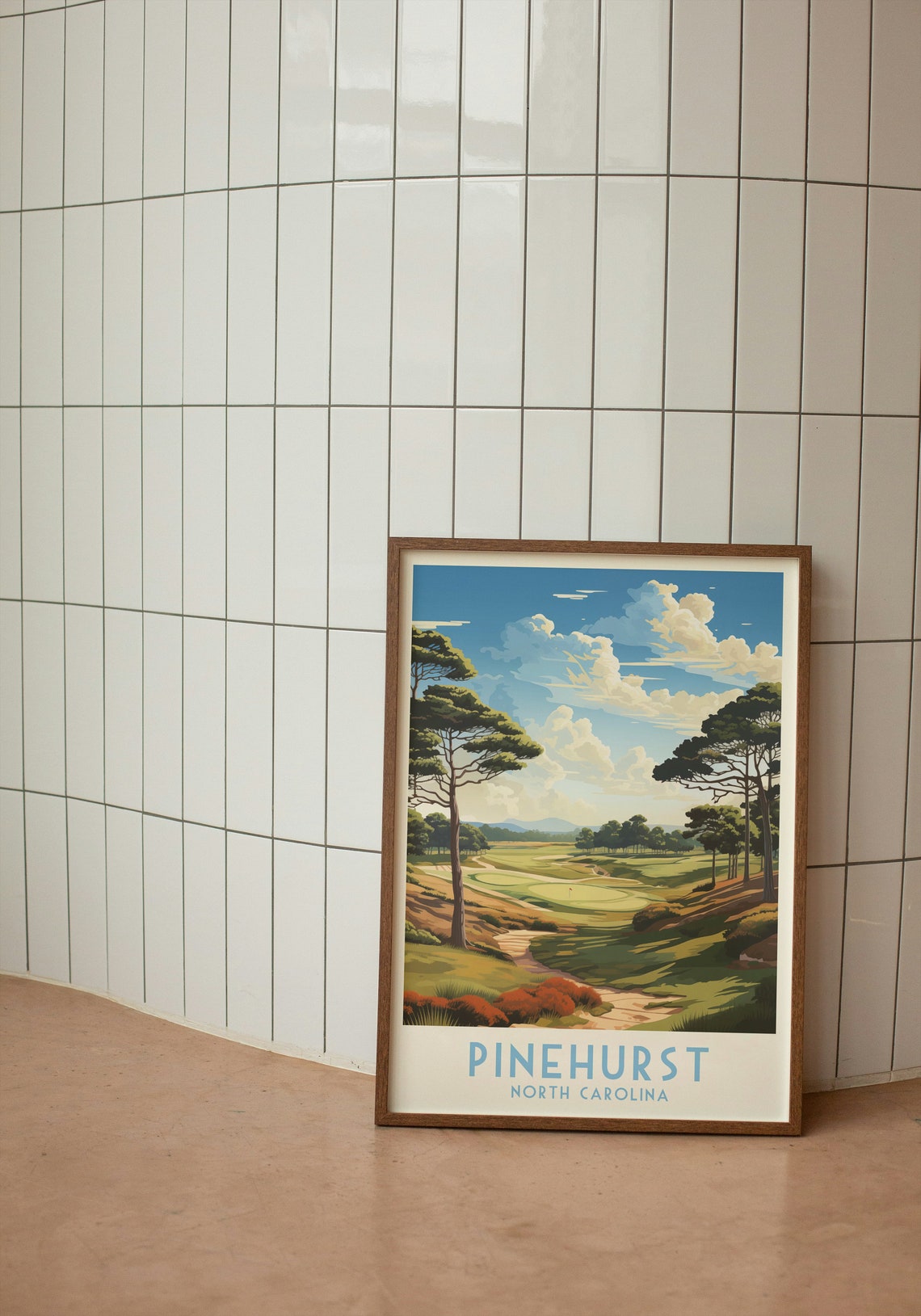 Pinehurst North Carolina Pine Lined Fairway Sandy Path Golf Poster - Image 2