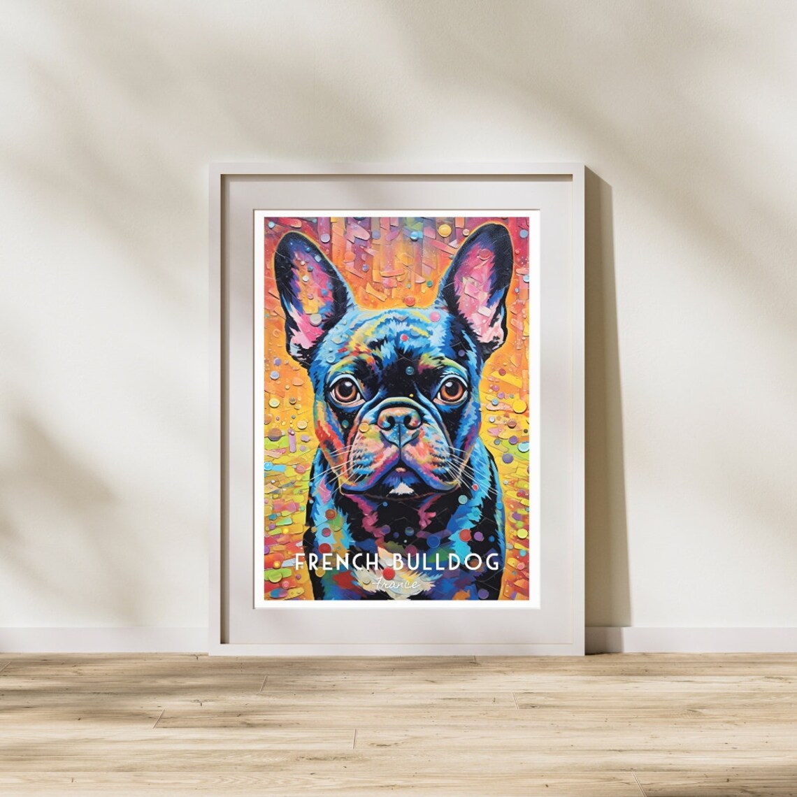 French Bulldog Vibrant Colorful Mosaic Dog Breed Portrait Poster - Image 3
