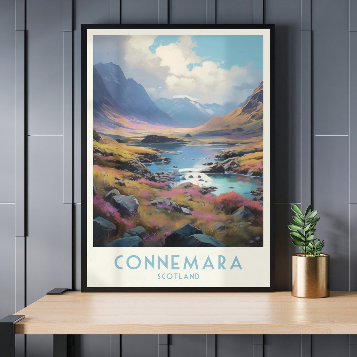 Connemara Scotland Highland Mountain Valley River Landscape Poster - Image 3