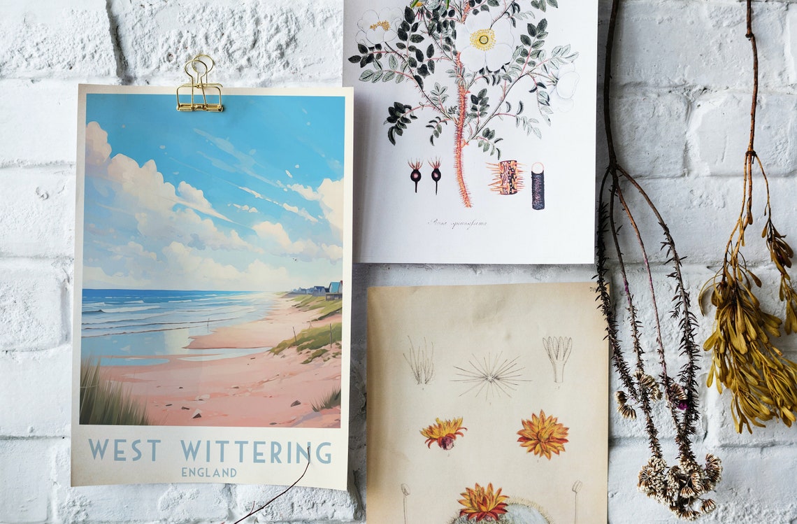 West Wittering England Poster with Sandy Beach and Rolling Waves - Image 4