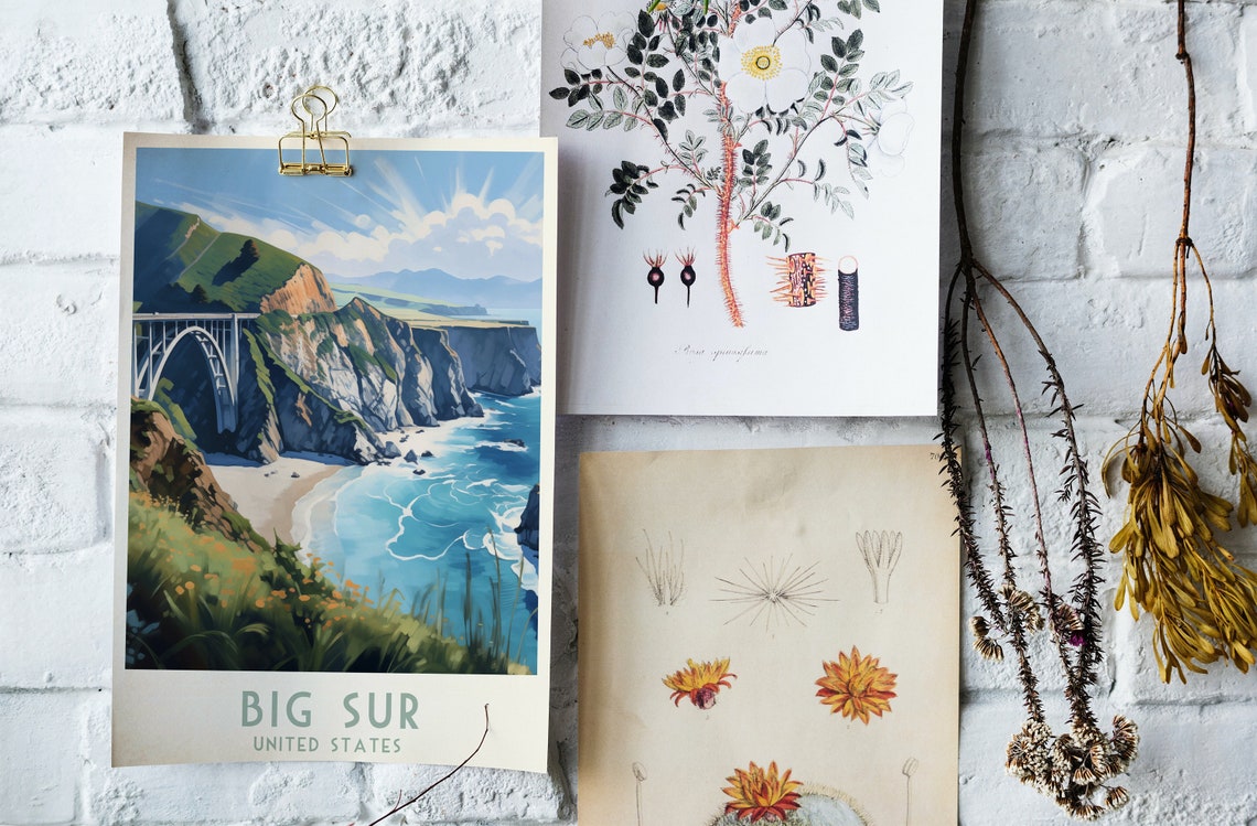 Big Sur California Bixby Creek Bridge Coastal Cliffs Travel Poster - Image 4