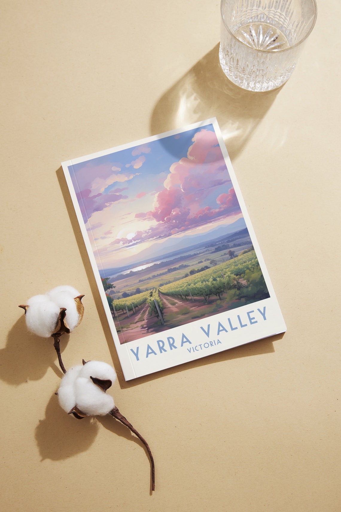Yarra Valley Victoria Poster with a Sunset over Vineyard Rows - Image 2
