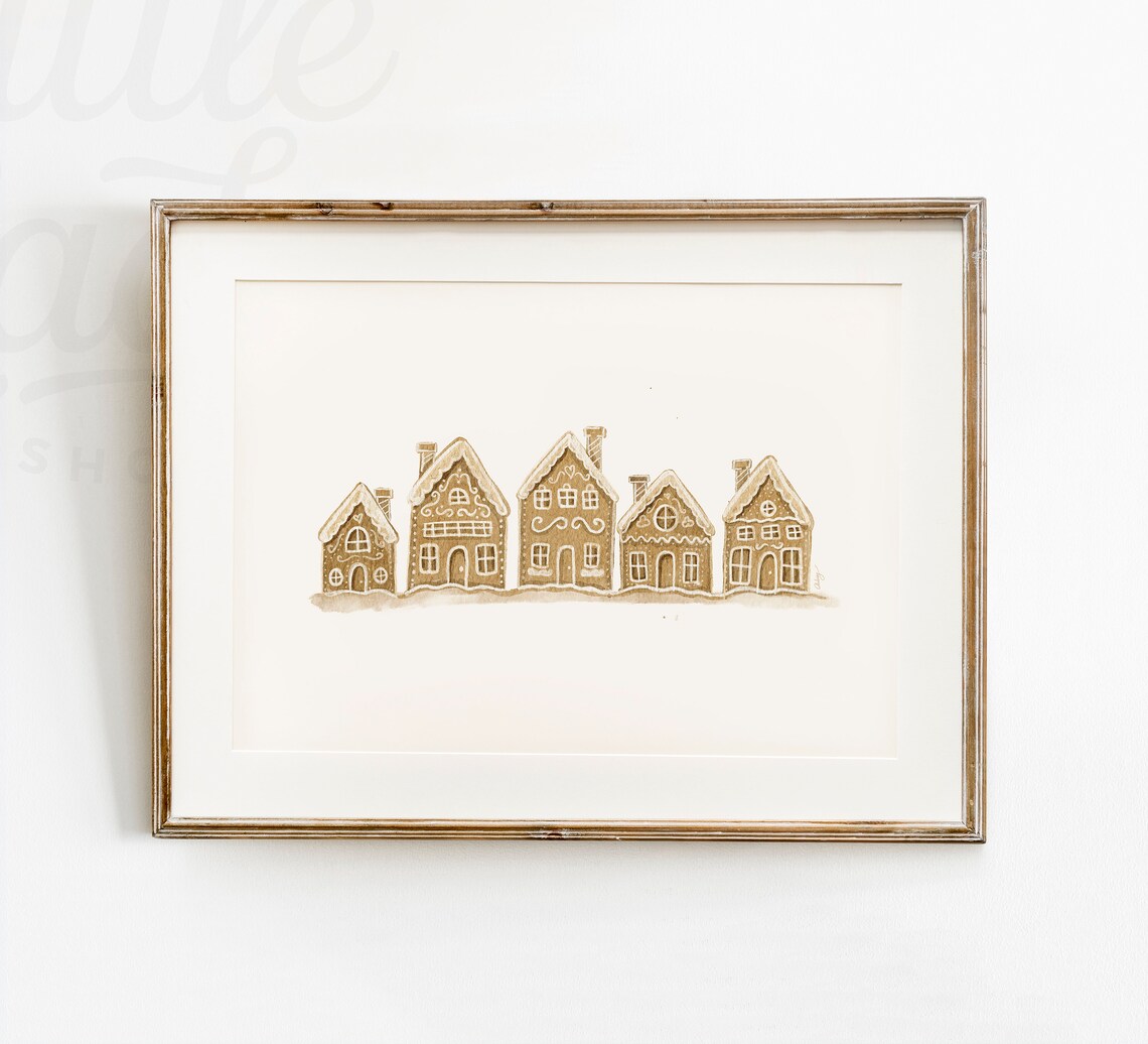 Gingerbread House Village Christmas Art Print