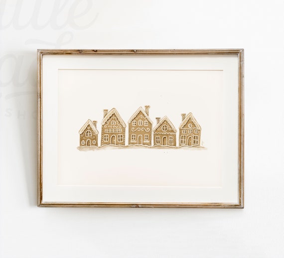 Gingerbread House Village Christmas Art Print