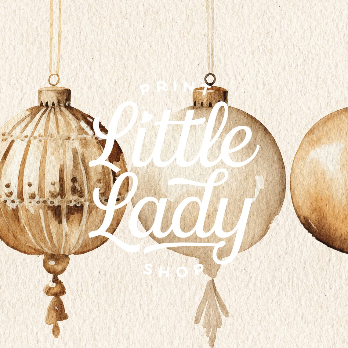 Vintage Christmas Gold Ornament Art Print - Image 2
