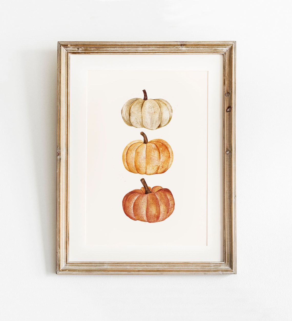 Pumpkin Watercolour Painting, Rustic Fall Decor