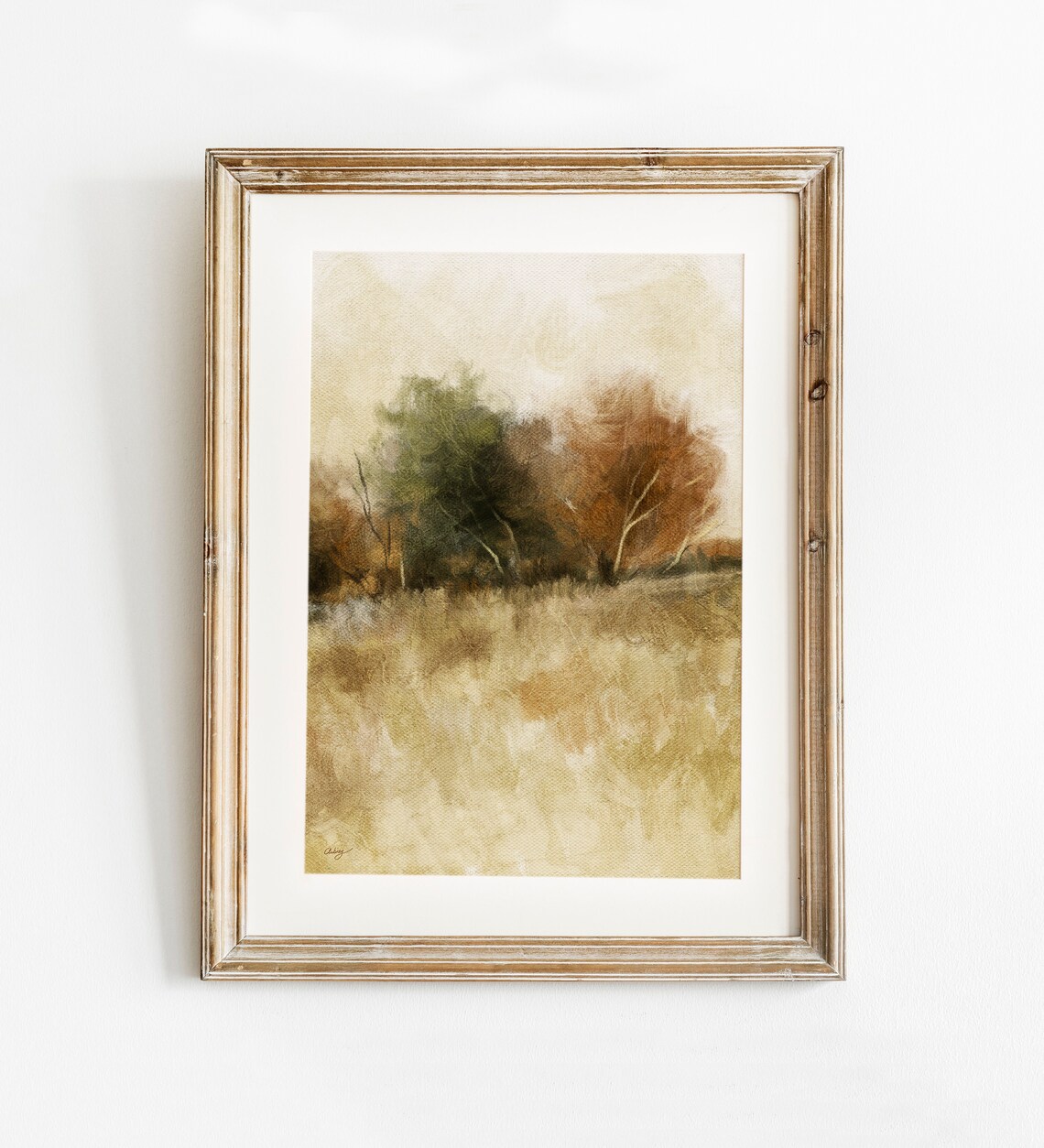 Fall Trees Landscape Print, Vintage Autumn Forest