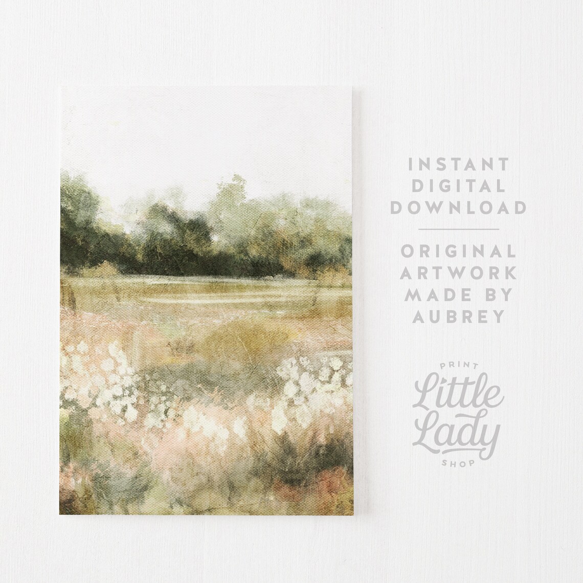 Spring Landscape Painting, Vintage Country Decor Art Print - Image 4