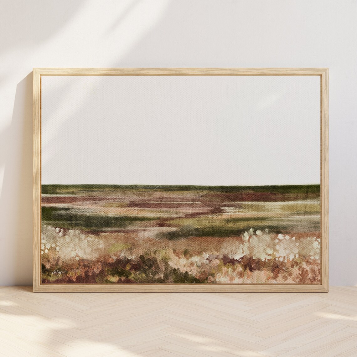Abstract Meadow Landscape Art Print, Vintage Style