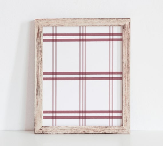 Red Christmas Plaid Print, Cozy Holiday Wall Decor
