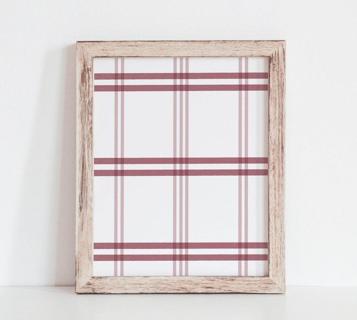 Red Christmas Plaid Print, Cozy Holiday Wall Decor