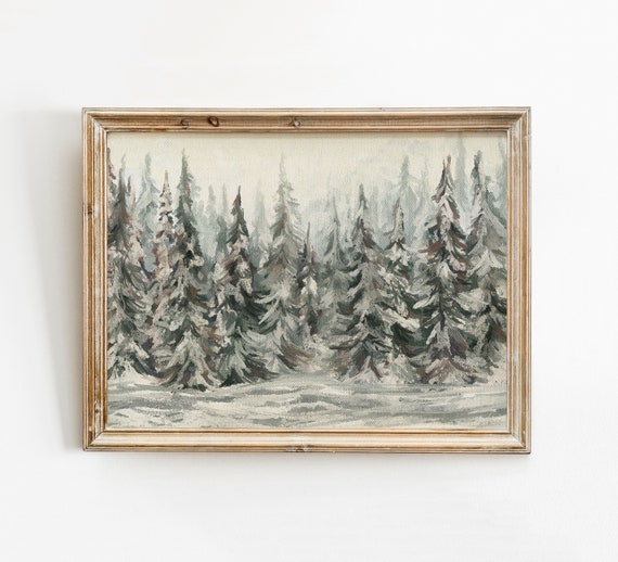 Winter Landscape Vintage Style Oil Painting Art Print