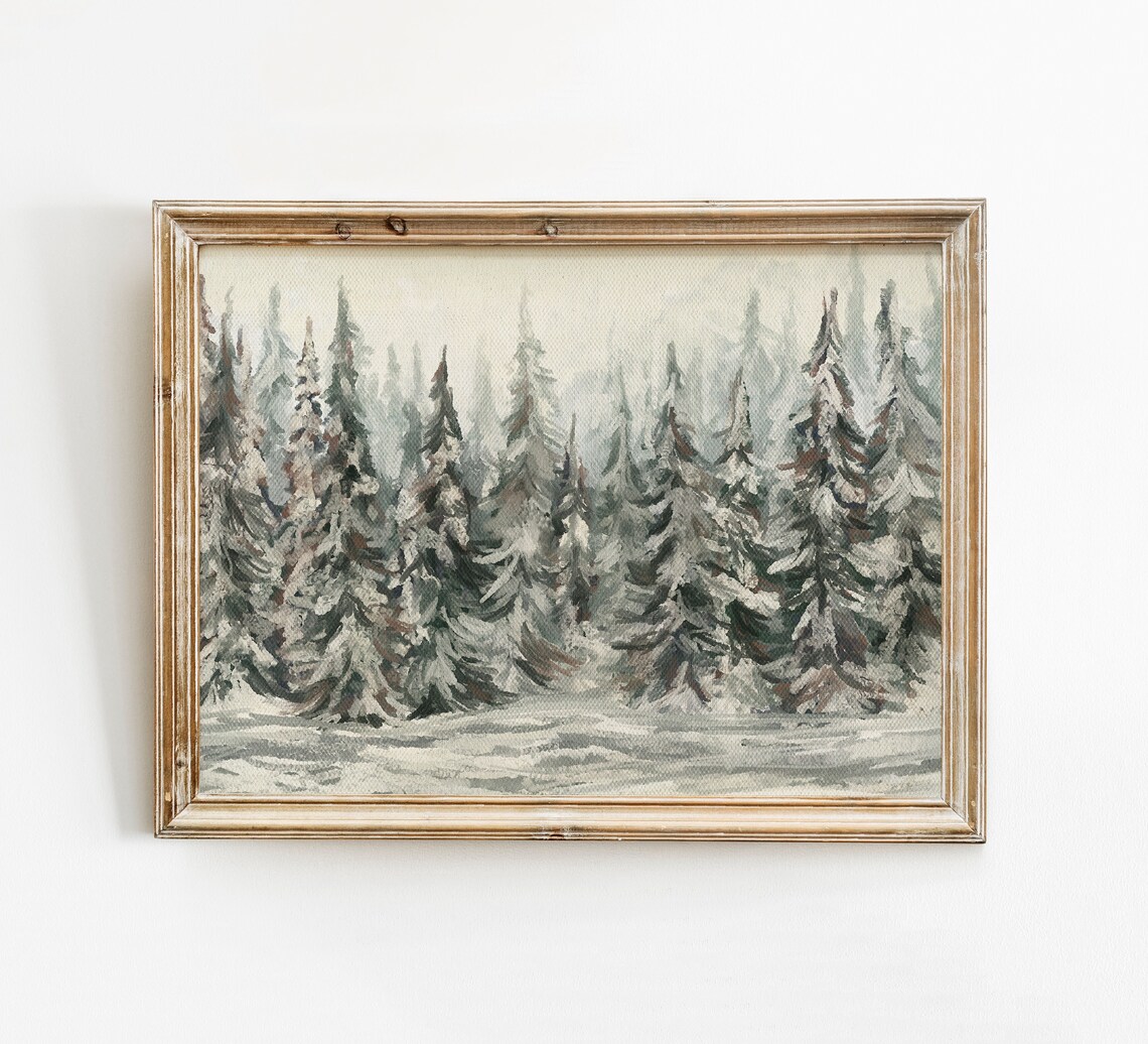 Winter Landscape Vintage Style Oil Painting Art Print