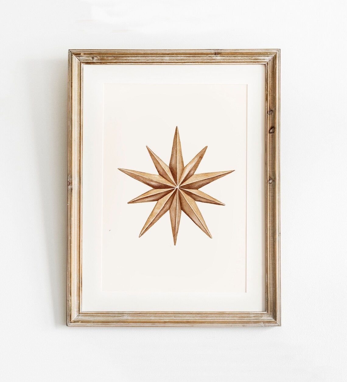 Bronze Gold Star Christmas Art Print, Vintage