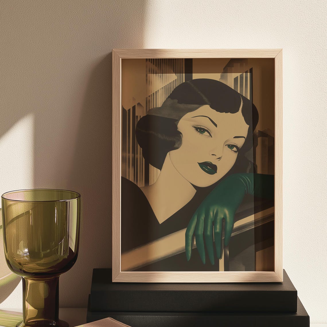 Glam Retro Woman Art Print Deco Portrait Poster Vintage Noir Wall Decor - Image 3