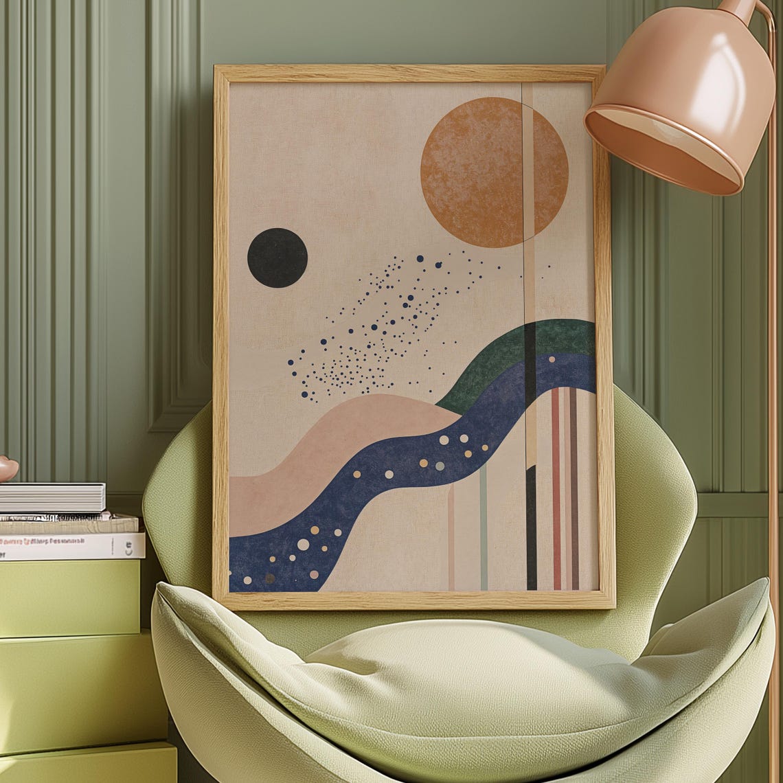 Boho Sun River Abstract Beige Minimalist Mid Century Modern Poster - Image 3