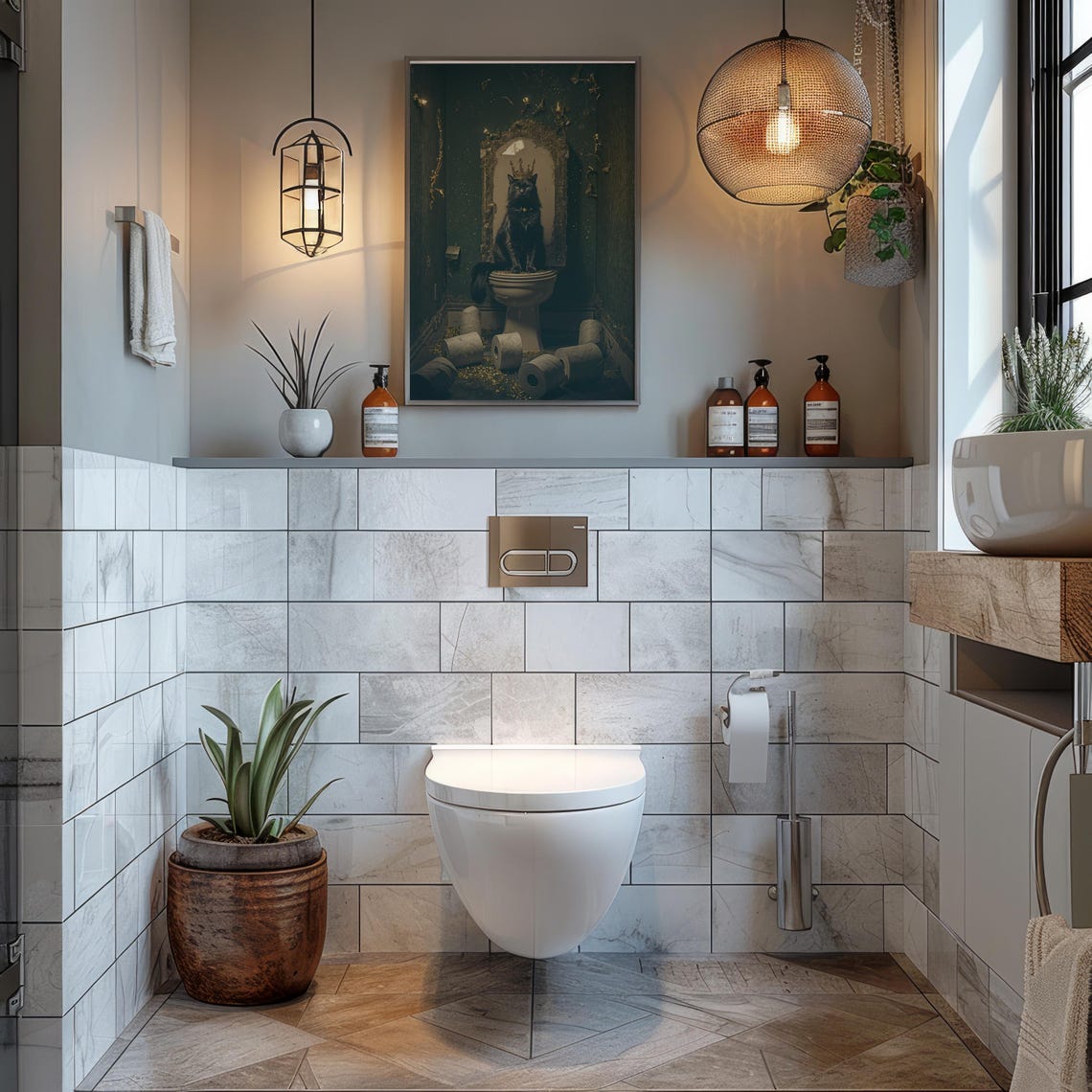 Royal Cat Art Print Funny Gothic Bathroom Decor Whimsical Toilet Wall - Image 5