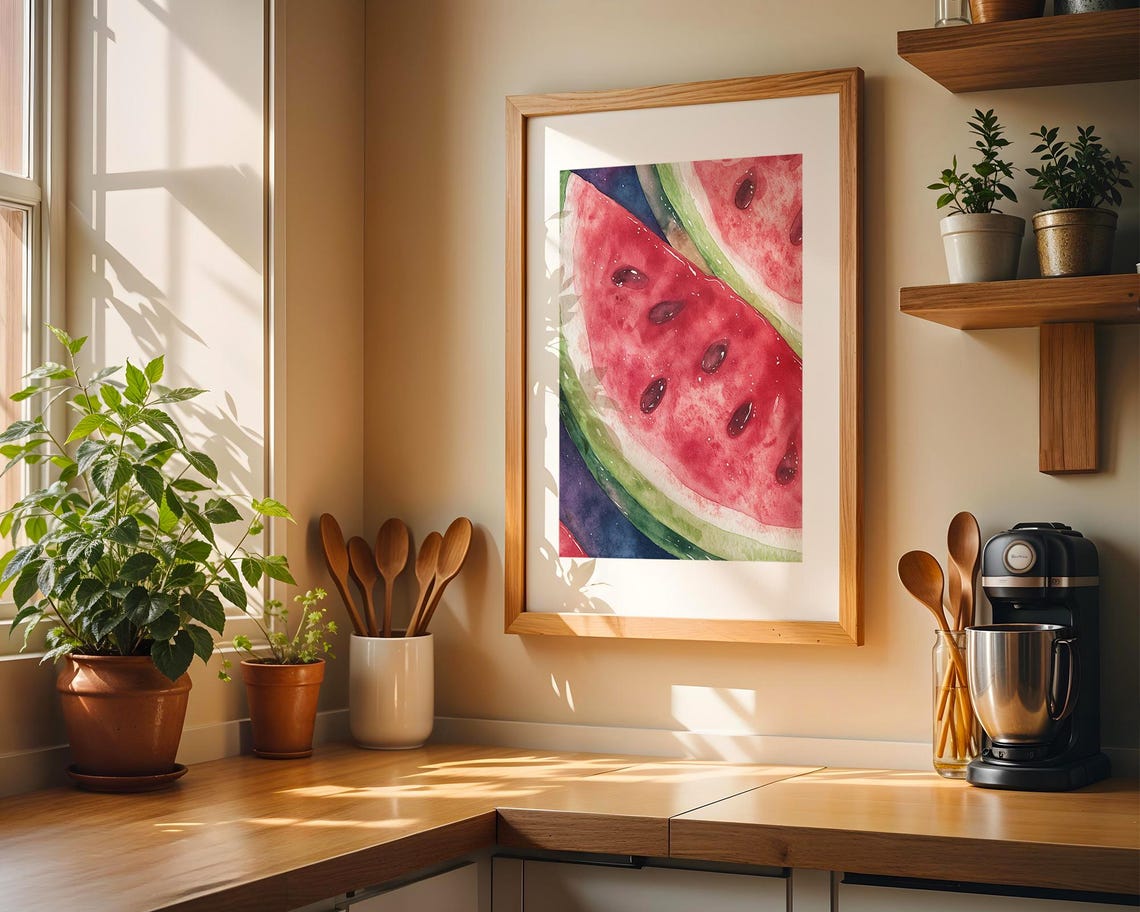 Watermelon Slice Art Print Juicy Fruit Wall Vibrant Summer Kitchen Dcor - Image 3