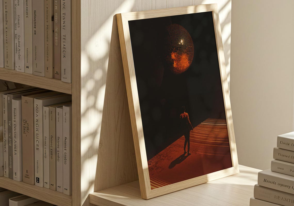 Disco Ball Moon Lonely Walker Surreal Night Desert Vibe Poster - Image 2
