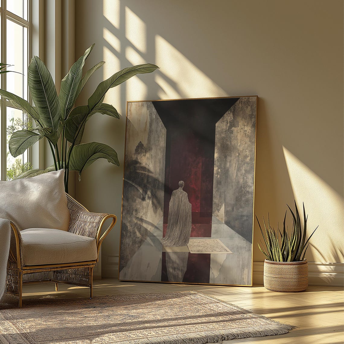 Enigmatic Corridor Robed Figure Dark Surreal Abstract Hallway Poster - Image 4