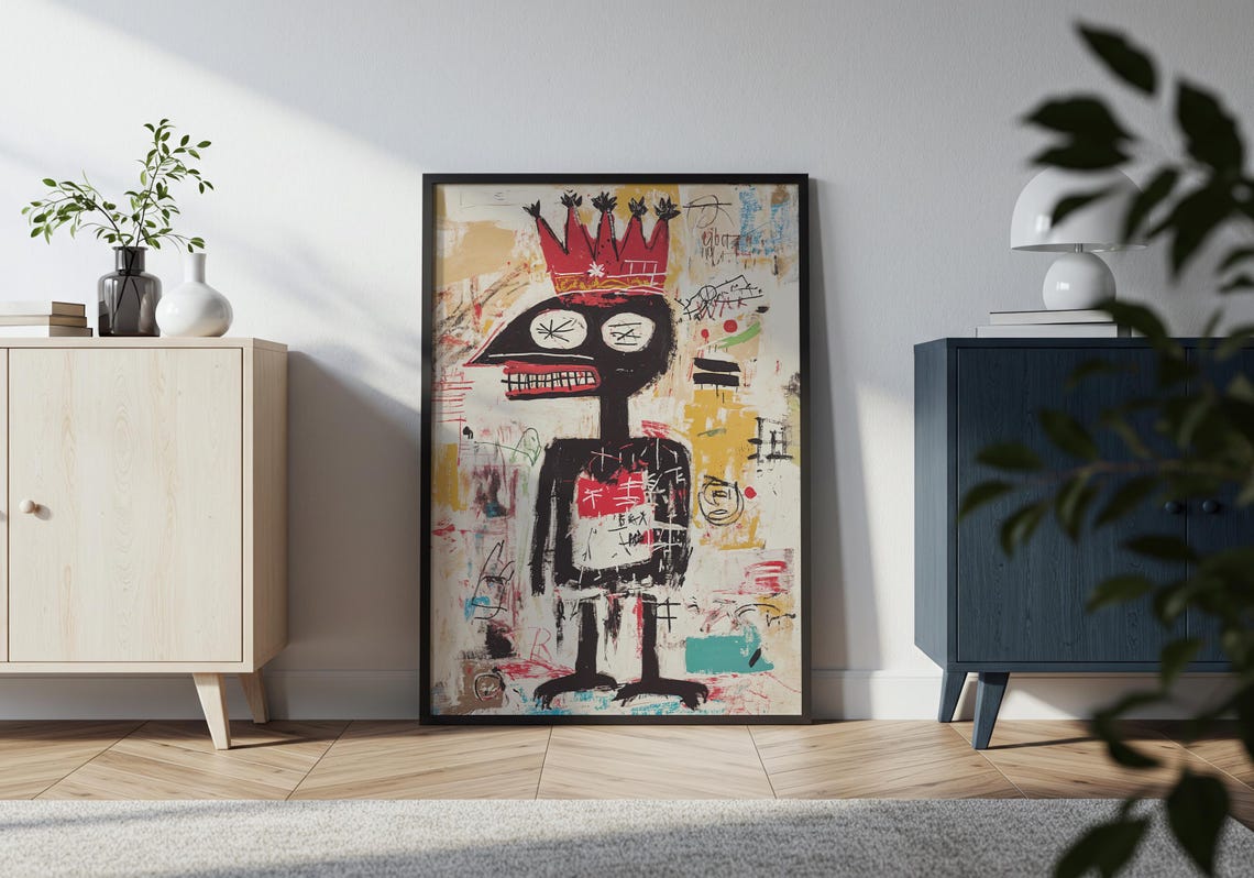Crowned Figure Neo Expressionist Street Art Raw Urban Graffiti Poster - Image 4