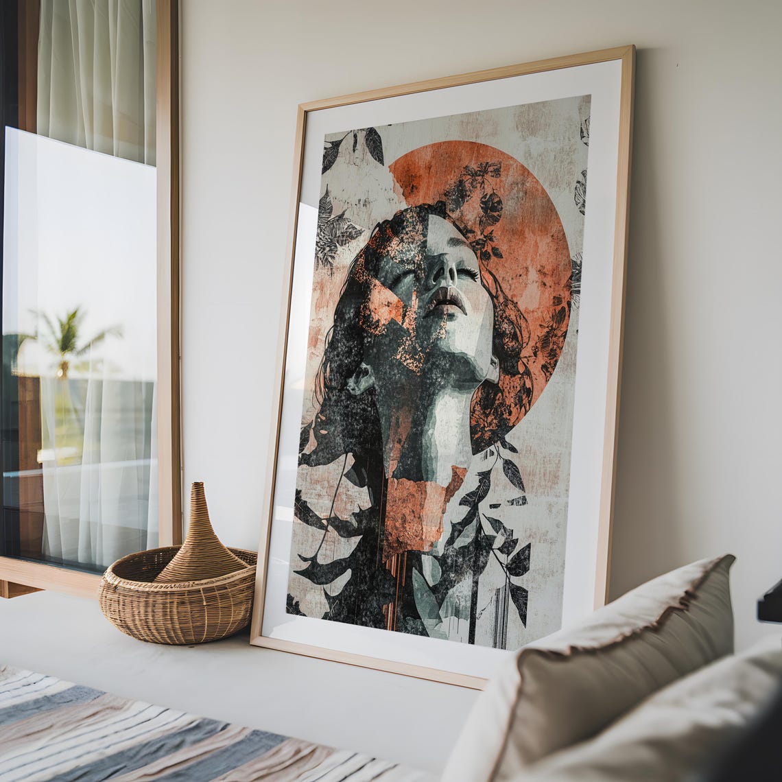 Woman Face Rust Moon Art Print Dark Botanical Grunge Portrait - Image 4