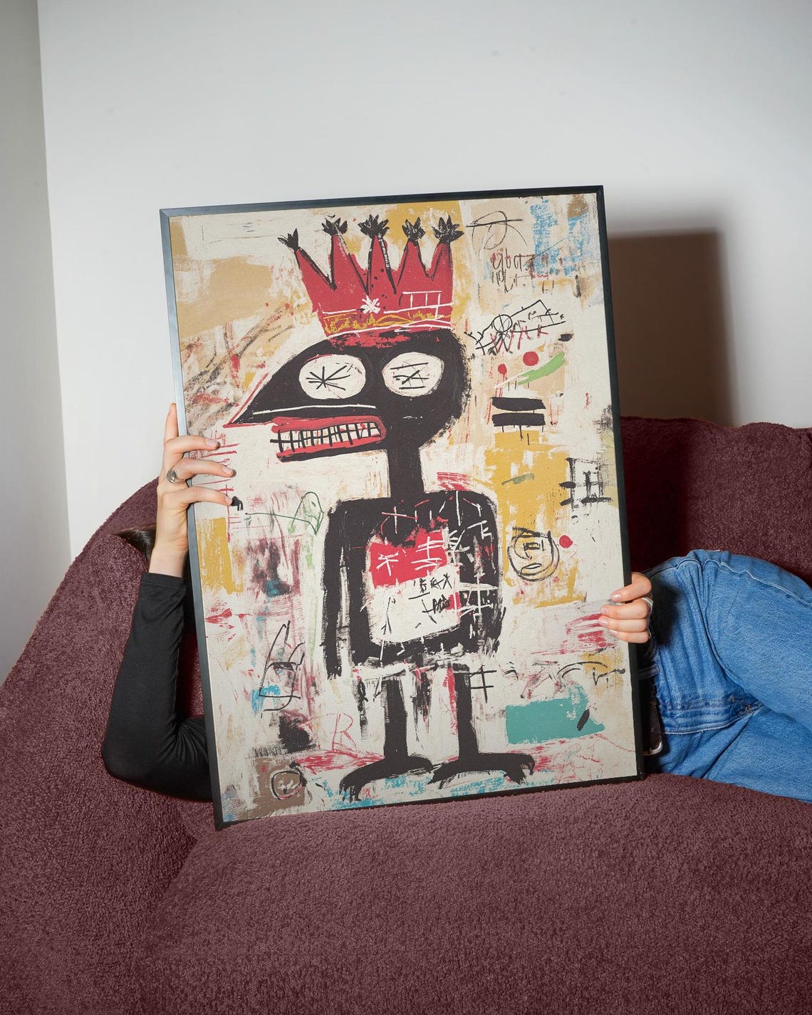 Crowned Figure Neo Expressionist Street Art Raw Urban Graffiti Poster