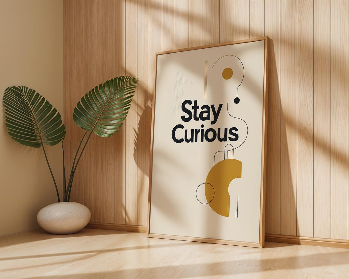Modern Typography Art Print Stay Curious Wall Abstract Motivational Poster Minimalist Geometric Decor - Image 2