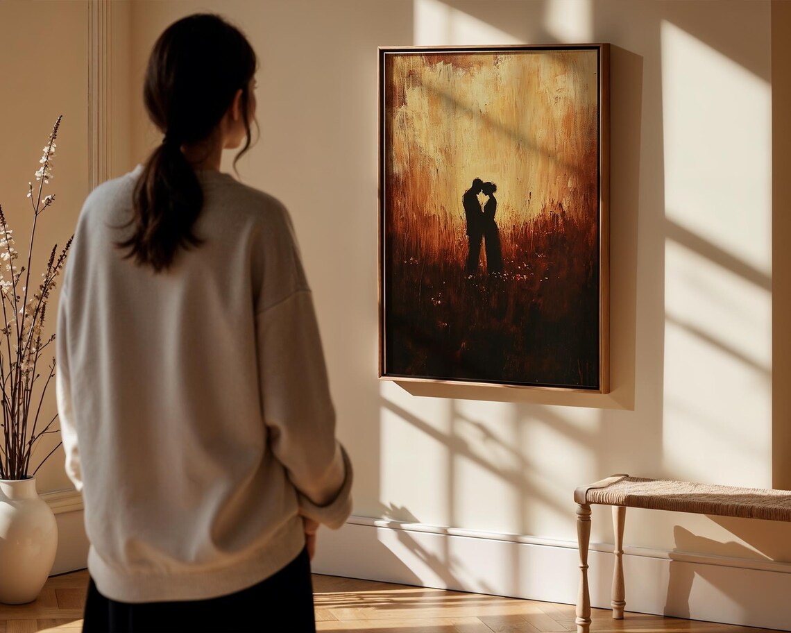 Golden Wheat Field Couple Kiss Romantic Sunset Love Wall Poster - Image 3
