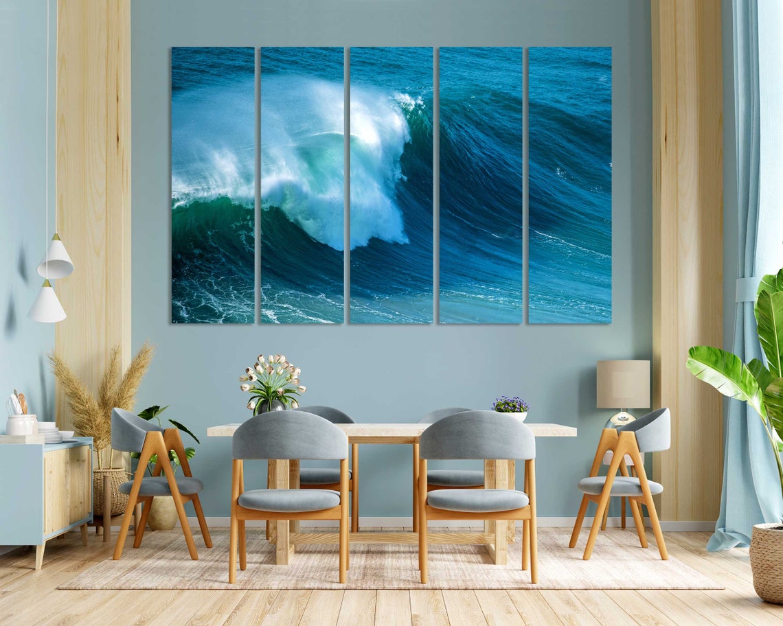 Mighty Blue Ocean Wave Curling White Foam Powerful Sea Surf Poster - Image 3