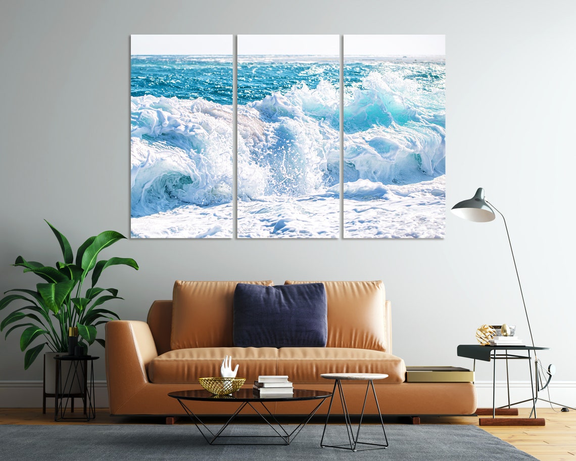 Raging Sea Wave For Wall Decor With Foam Waves For Kitchen Seascape Painting Decor For Home Nautical Artwork On Coast Print Art - Image 7