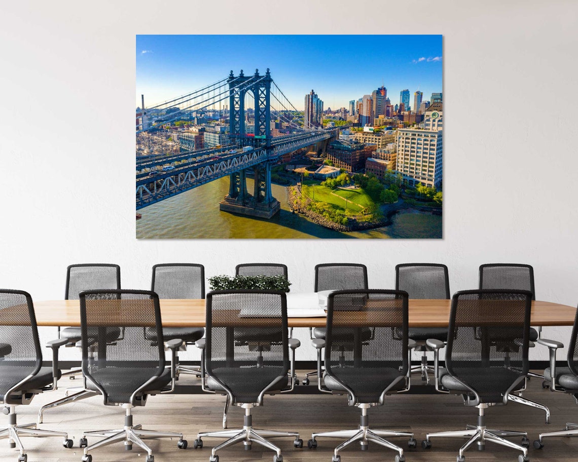 Manhattan Bridge New York City Aerial Skyline East River View Poster - Image 4