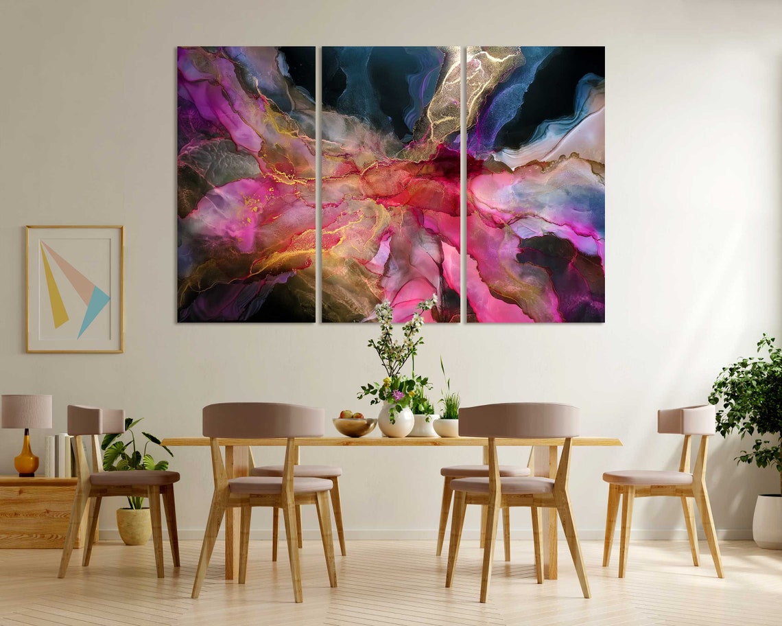 Vibrant Pink Purple Abstract Watercolor Flowing Ink Modern Wall Poster - Image 8