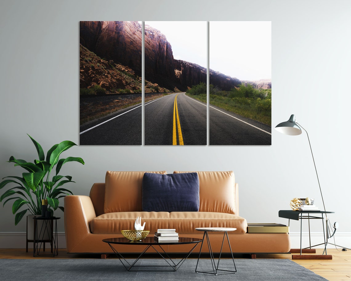 Empty Desert Highway Through Red Rock Canyon Cliffs Travel Poster - Image 8
