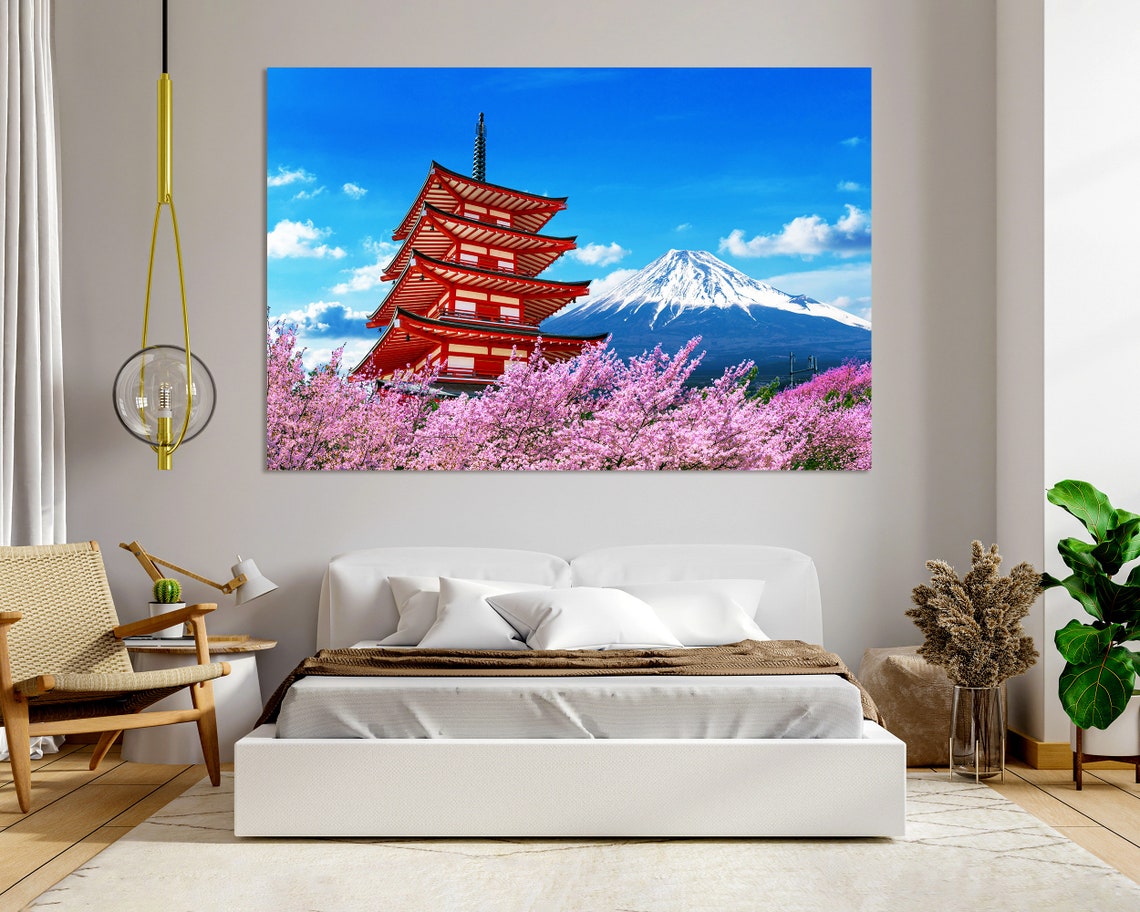 Mount Fuji Chureito Pagoda Cherry Blossoms Spring Japan Travel Poster