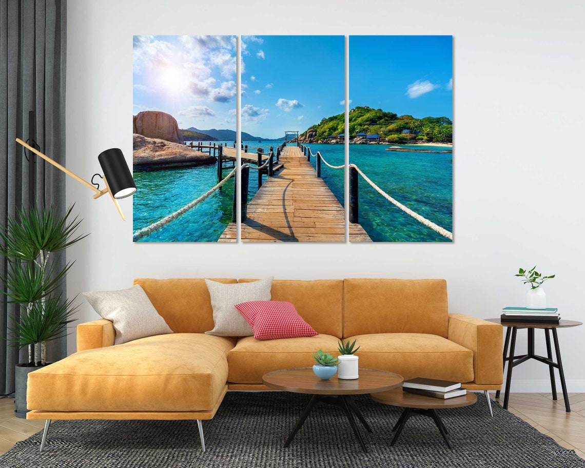 Thailand Tropical Island Wooden Pier Over Turquoise Water Beach Poster - Image 5