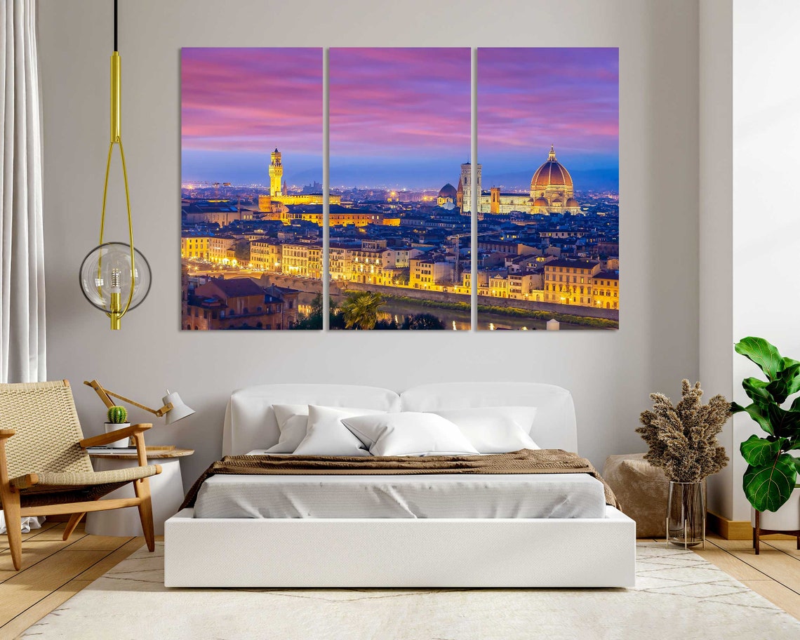 Florence Italy Night Duomo Pink Sky Arno River Lights Travel Poster - Image 8