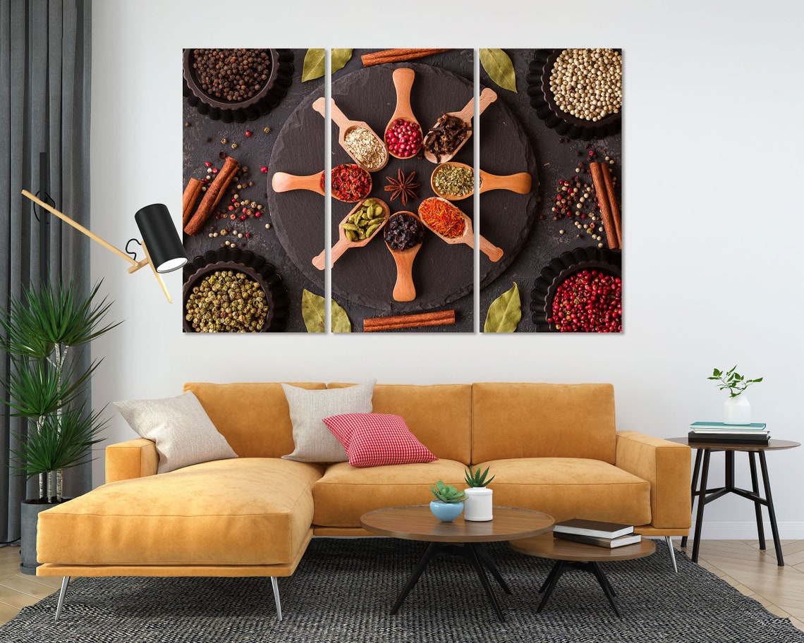 Colorful Spices Wooden Spoons Circle Top Down Kitchen Art Poster - Image 5