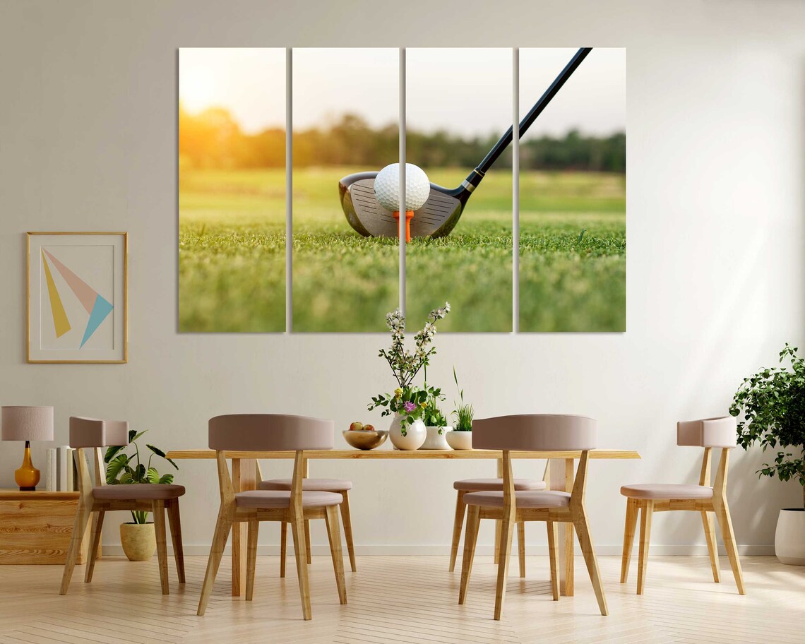 Golf Driver Club Ball On Tee Sunset Fairway Golden Light Poster - Image 6