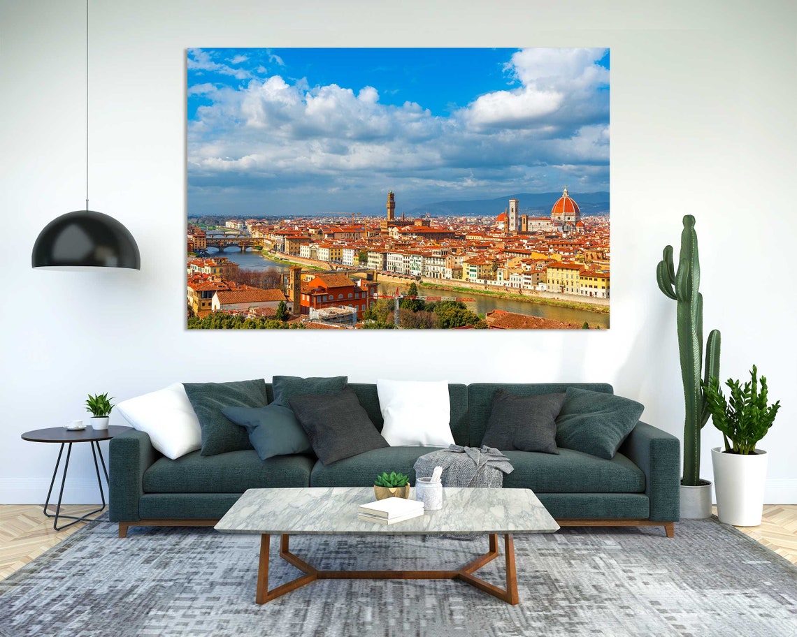 Florence Italy Panorama Arno River Duomo Red Rooftops Sunny Day Poster - Image 2