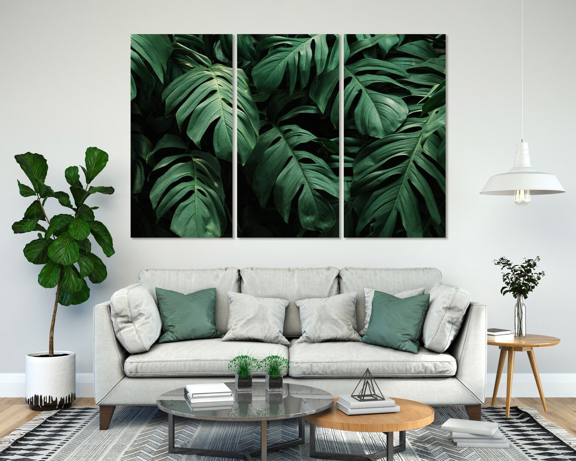 Dark Monstera Leaves Tropical Foliage Moody Green Jungle Art Poster - Image 7