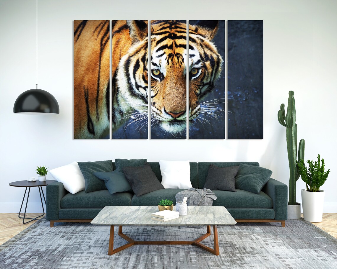 Tiger Close Up Face Portrait Intense Eyes Orange Stripes Wildlife Art Poster - Image 2