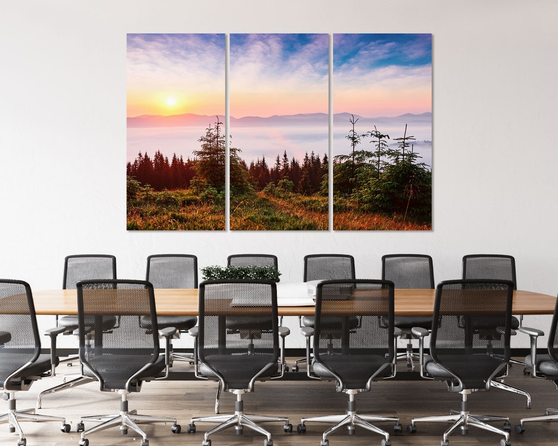 Sunset In The Mountains Landscape Decor For Wall Carpathian Of Ukraine Europe Photo Art On Mountains Painting Art Decor Foggy Art - Image 4